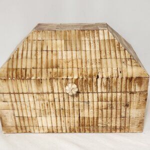 Vintage Ronita Smith Bone Inlaid Indian Jewelry Box 10"L x 8"H x 7.5"W (AL-770A)